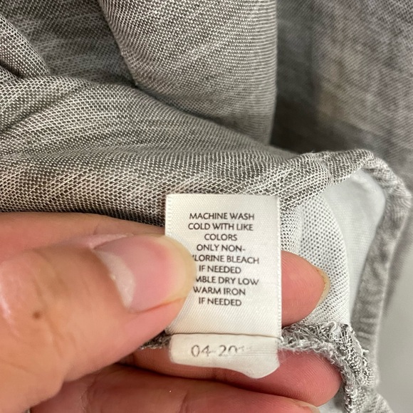 J Jill Womens Med Popover Tunic Shirt Gray Heather L-Sleeve Tencel Linen - Picture 7 of 9